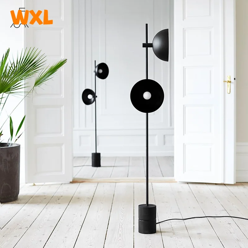 Nordic Black LED Floor Lamps Marble Base Standing Lamp Double Horn Floor Lights Iron Art Lamp for Bedroom Living Room Floor Lamp