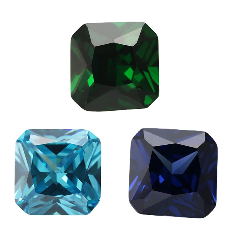 

Size 3x3mm~10x10mm Square Octangle Shape 5A Cubic Zirconia Stones Green Sea Blue Loose CZ Stone Synthetic Gems For Jewelry