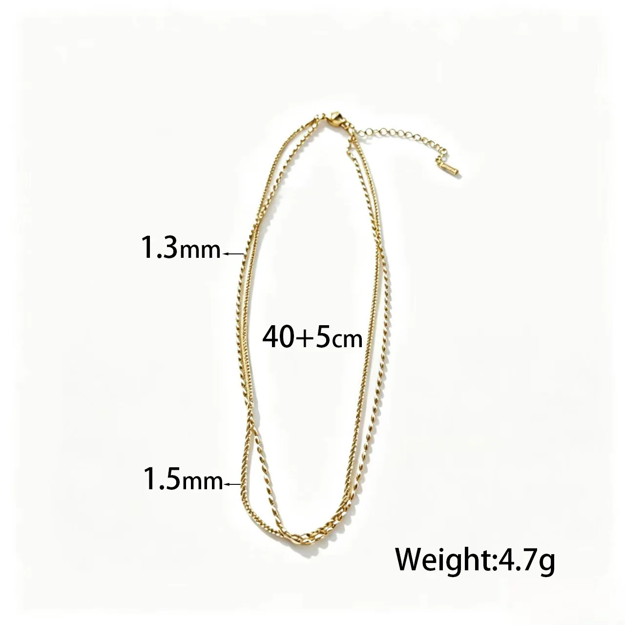 Trendy Stainless Steel Double Layer Twisted Snake Chain Oval Bead Chain Choker Layering Necklace for Women Waterproof Jewelry
