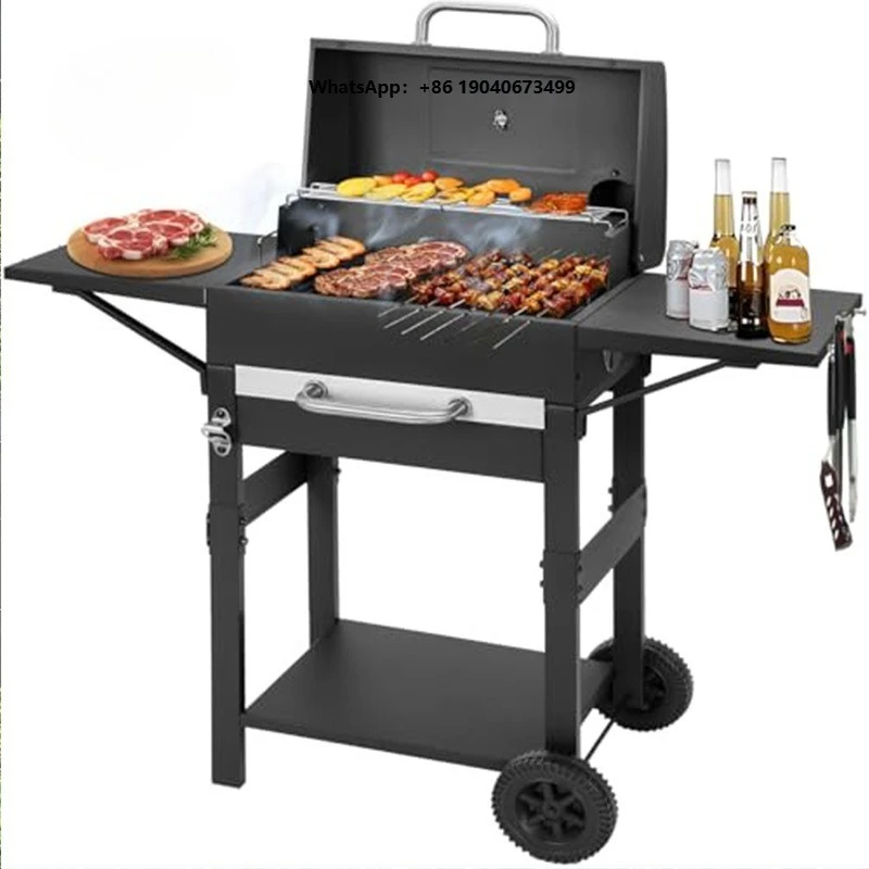 Grill Combo Side Burner 4-Burner Chrome Plated Stainless Steel Griddle Porcelain-Enameled Grates Double-Wall FWX