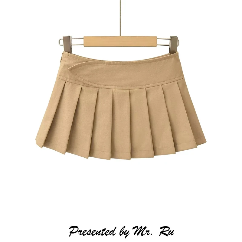 Minifalda Sexy con Diseño de Cintura Superpuesta, Estilo Retro Americano, Cuadros Vichy, Color Blanco Puro, Fresca y Anti-Tra...