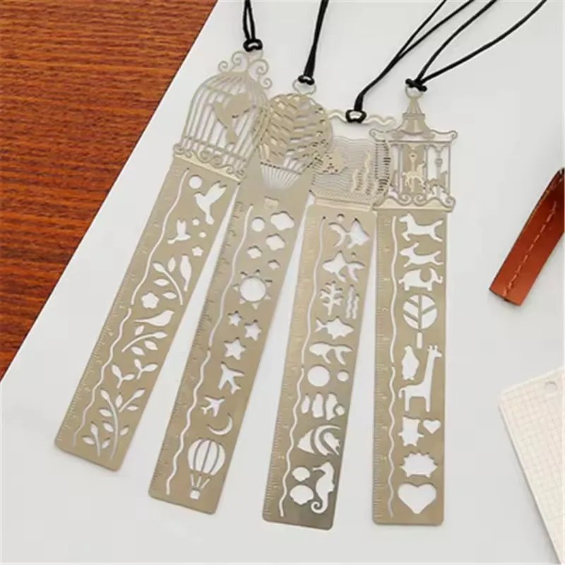 Hollow Metal Bookmark Ruler Animal Pattern Design Student Reading Marking Measurement Practical Gifts Stationery Supplies