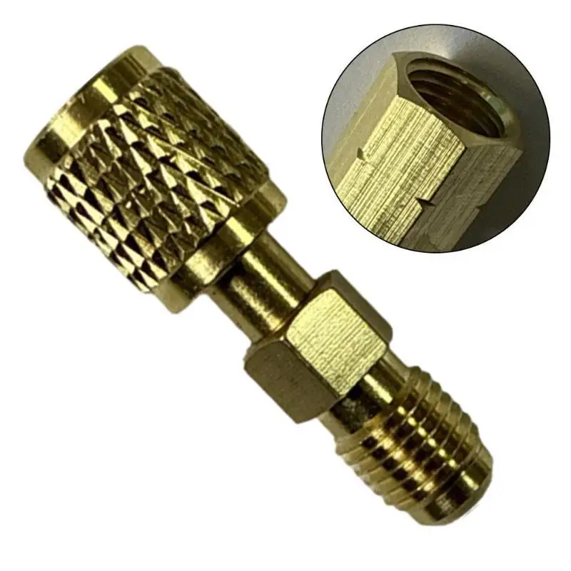 

Durable 1/4" Female To 1/4" Male Reverse Thread R32 R454B Adapter - Single Piece