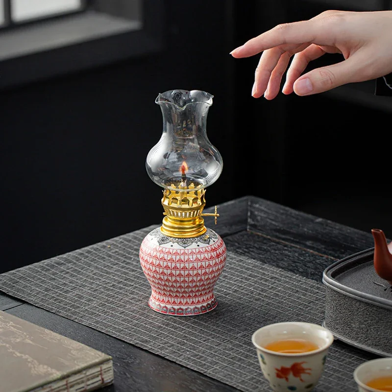 Chamber Oil Lamp For Home Indoor Use W/ Wick & Cover Rustic Hurricane  Lamp Oil Lantern Home Decor Lighting