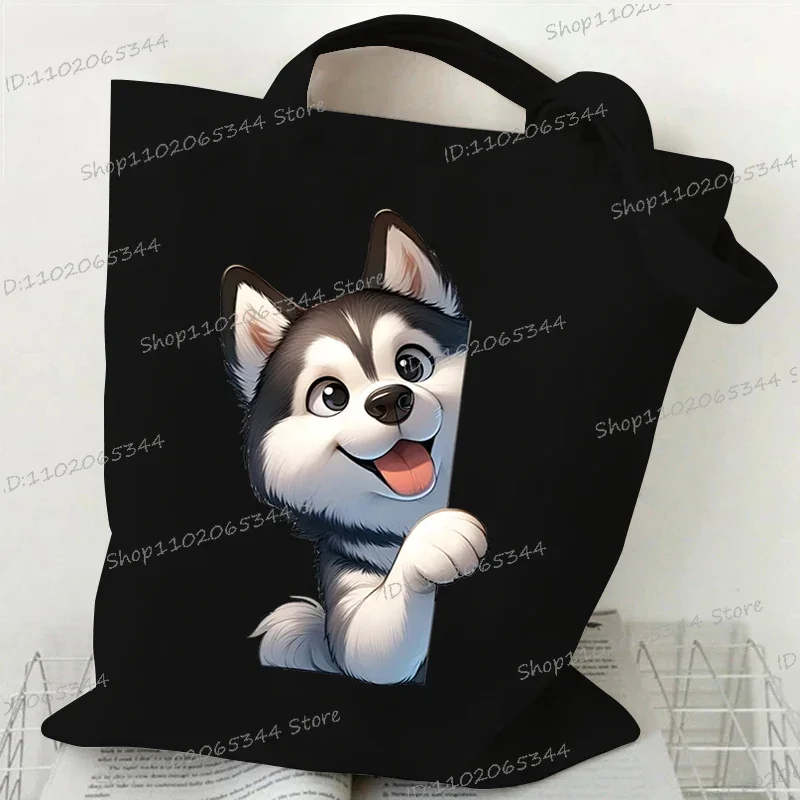 3D Dog Print Pattern Shoulder Bag Women Men Fashion Animal Lover Gift Shopping Bags Cartoon Dog Series Student Canvas Handbags