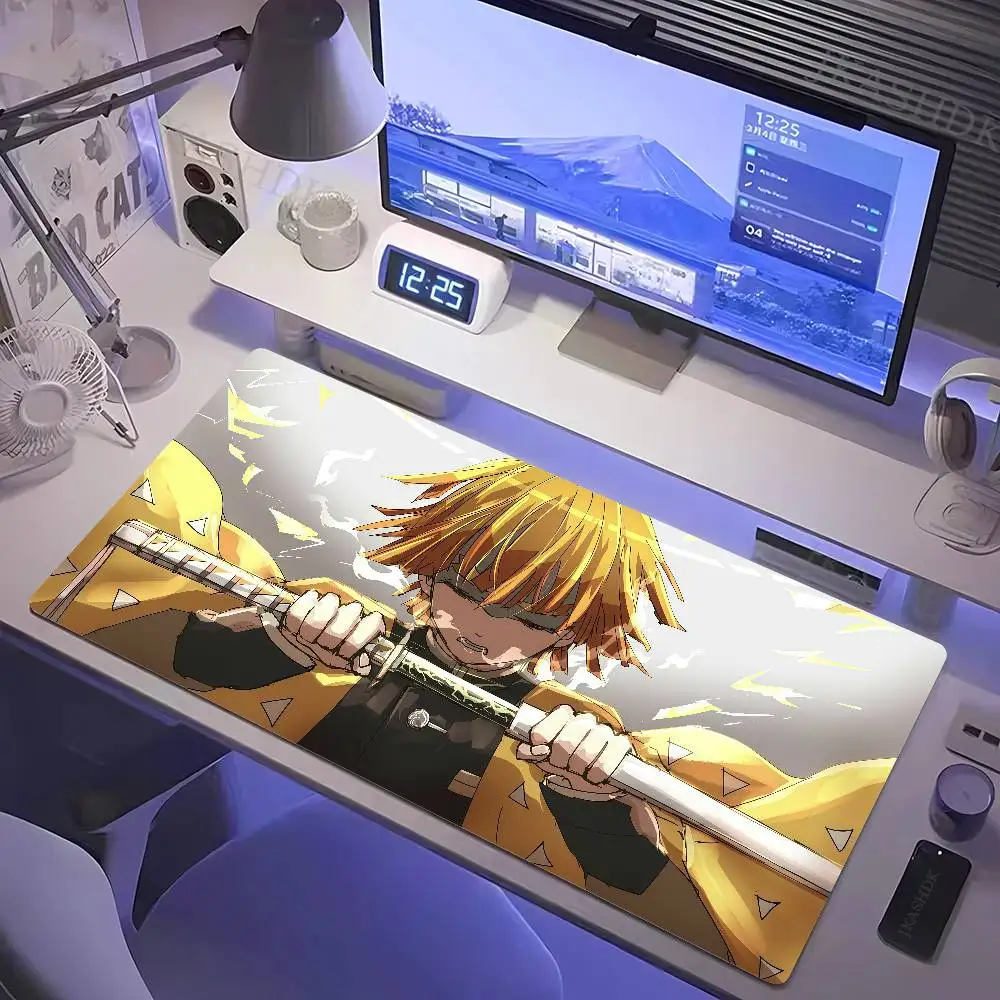 Demon Slayer Action Scene Gaming Mouse Pad Large Rubber Keyboard Desk Mat With 2MM Stitched Edge Design