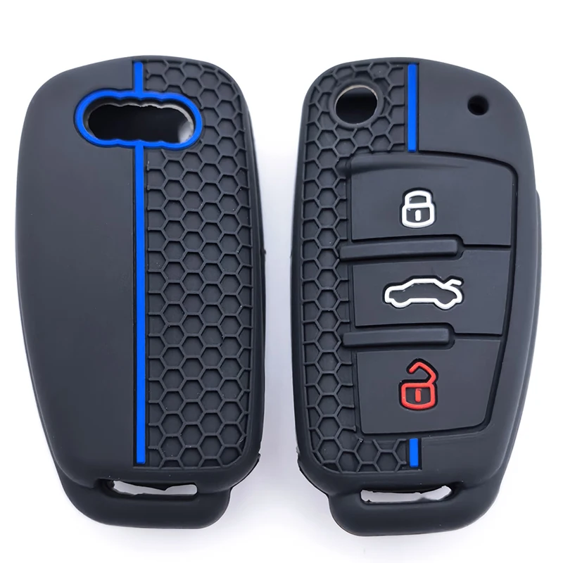 3 Tasten Neue Silikon Schlüssel Fall Abdeckung Shell für Audi A4 B7 A6 C6 4f 8v A3 8p A1 A3 Fernbedienung Schlüssel Halter Jacke Zubehör Fob