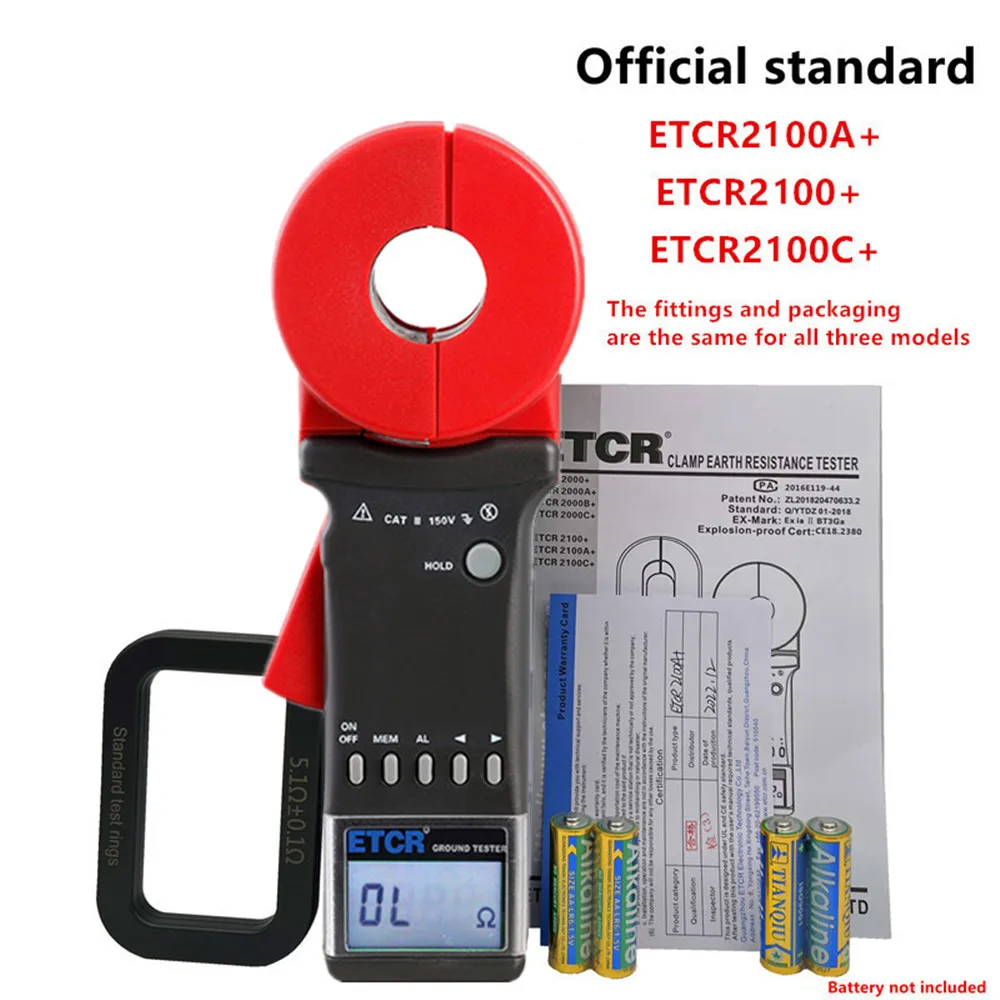 ETCR ETCR2100A + Tester resistensi bumi, pengukur resistensi Loop presisi tinggi 32mm 200 ohm dengan klem tanah Digital