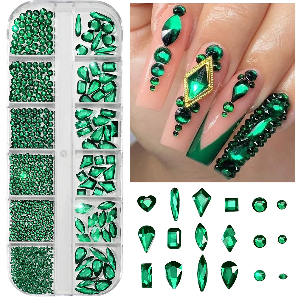 12 Gitter 3D Funkelnde Smaragd – Nail Art Emerald Green Bewertung und Preis