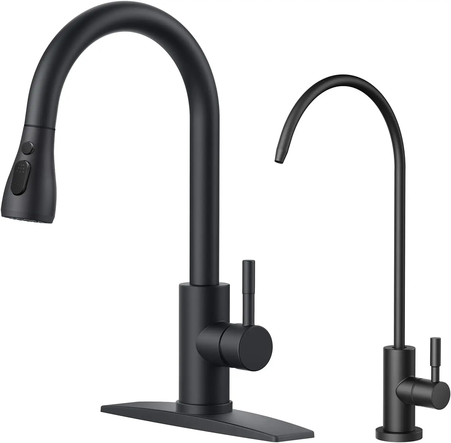 

Kitchen Faucet & Water Filter Combo, Black Stainless Steel Pull Down Sprayer, Drinking Purifier Faucet for Sink