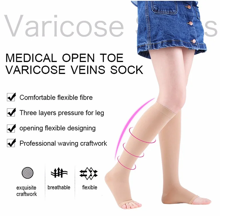 Varicose Veins Compression Socks Fit For Golf Rugby Hiking Sports For Anti Fatigue Driving Travel Flight Black Women Men Socks