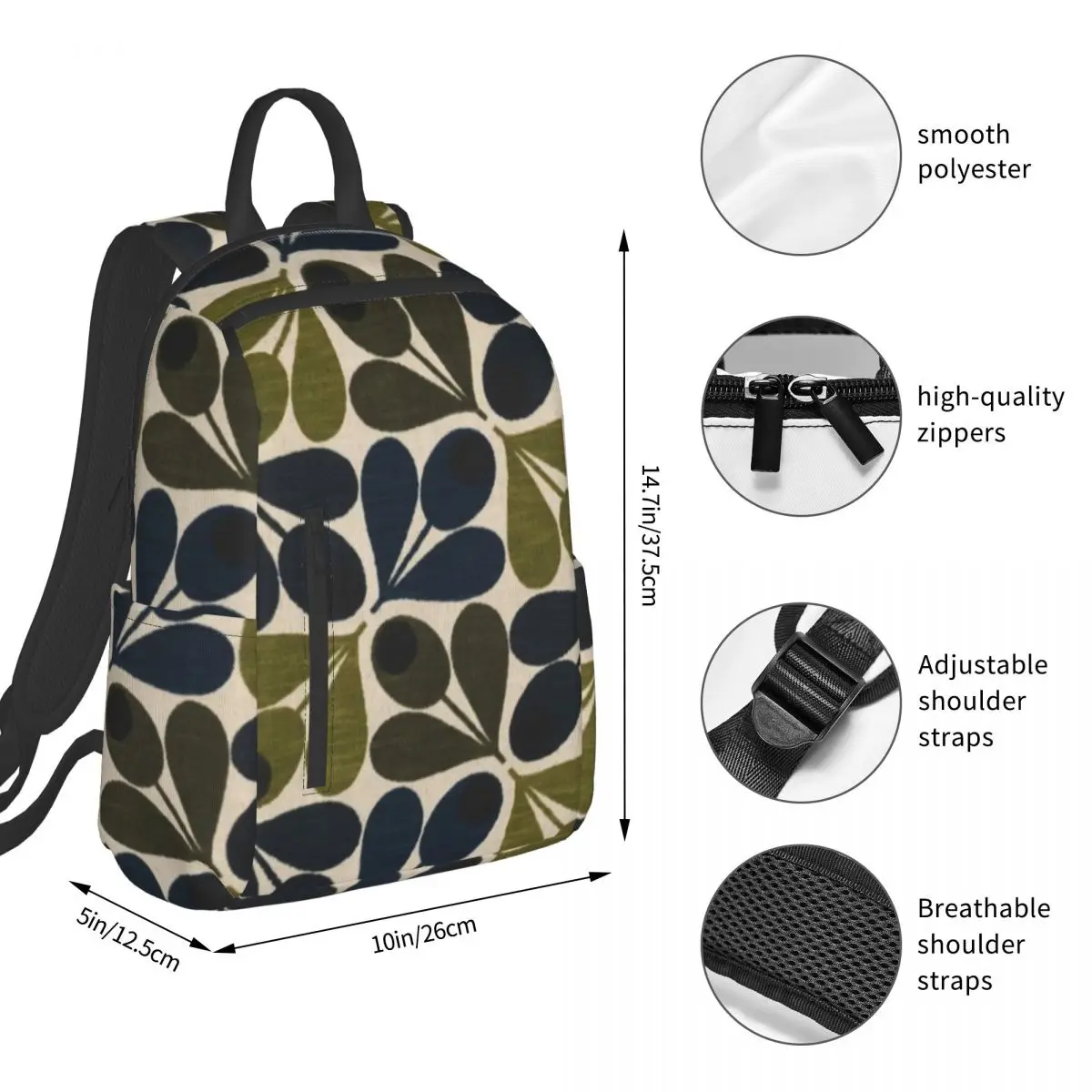 Abstract Acorn - Orla Kiely Design Backpack Student BookBag Children School Bag Computer Shoulder Bags Men Women