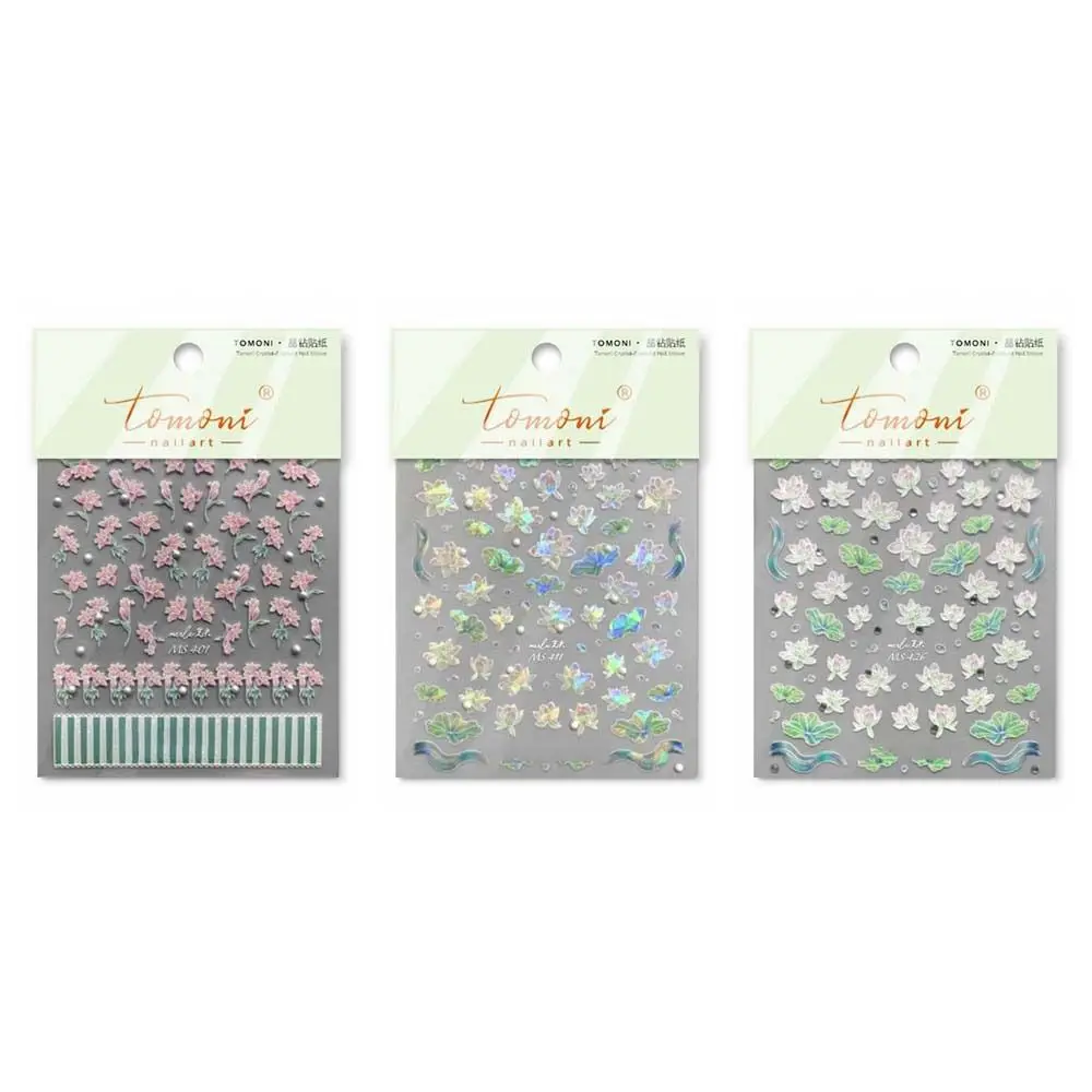 Nagelaccessoires Diamant Bloemen Nagel Stickers Diy Nagel Bedels Manicure Ornamenten Diamant Lotus Nagel Stickers Laser Bloemen