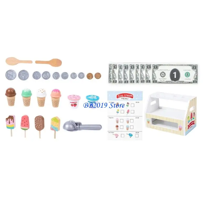 Q0KB Ice Cream Shop Playset per bambini Attività gioco immaginativo interattivo