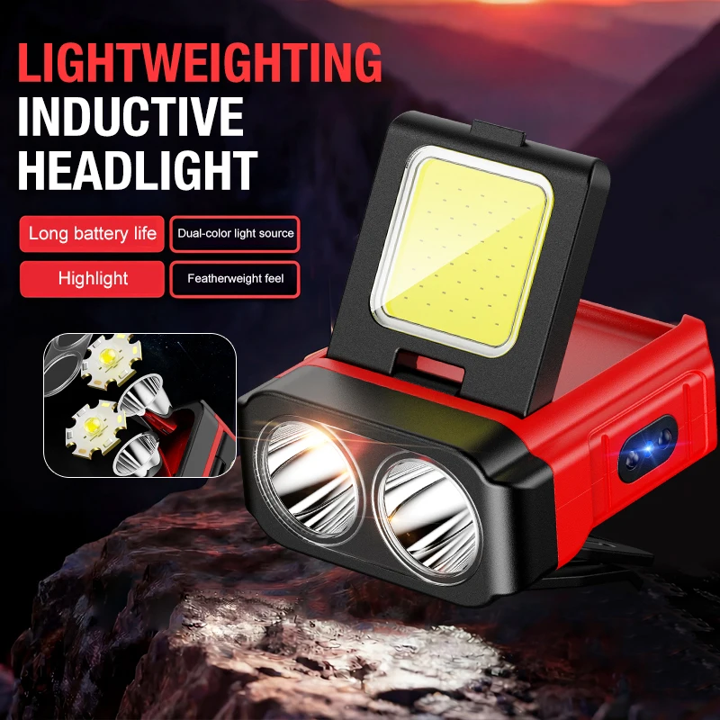 Strong Light Ultra Bright Head Mounted Ultra Long Endurance Night Fishing Bait Light Fishing Special Headlight Sensor Cap Clip B