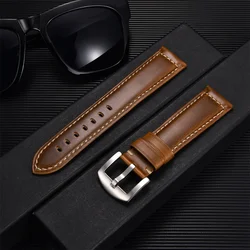 Genuine Cow Leather Watchband18mm 20mm 22mm 24mm Solid Automatic Buckle Comfortable Leather Band Watch Accessories