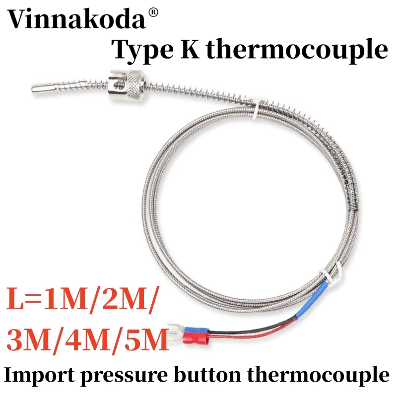 1PCS Injection molding machine pressure spring buckle temperature sensing probe non-ground buckle type K thermocouple 1M 2M 3M