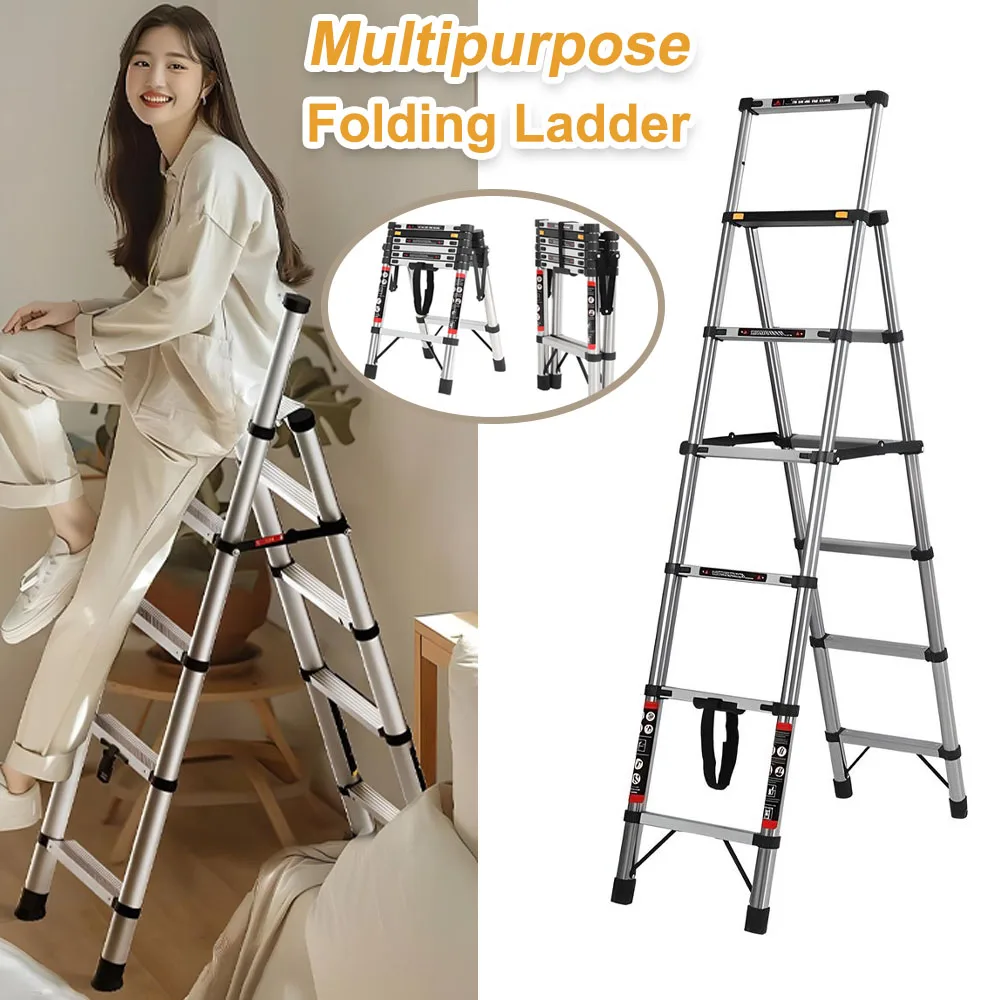 

Multipurpose Folding Ladder 4 5 6 Step Lightweight Portable Stretchable Ladder Stainless Steel Climb Homework Telescopic Ladder
