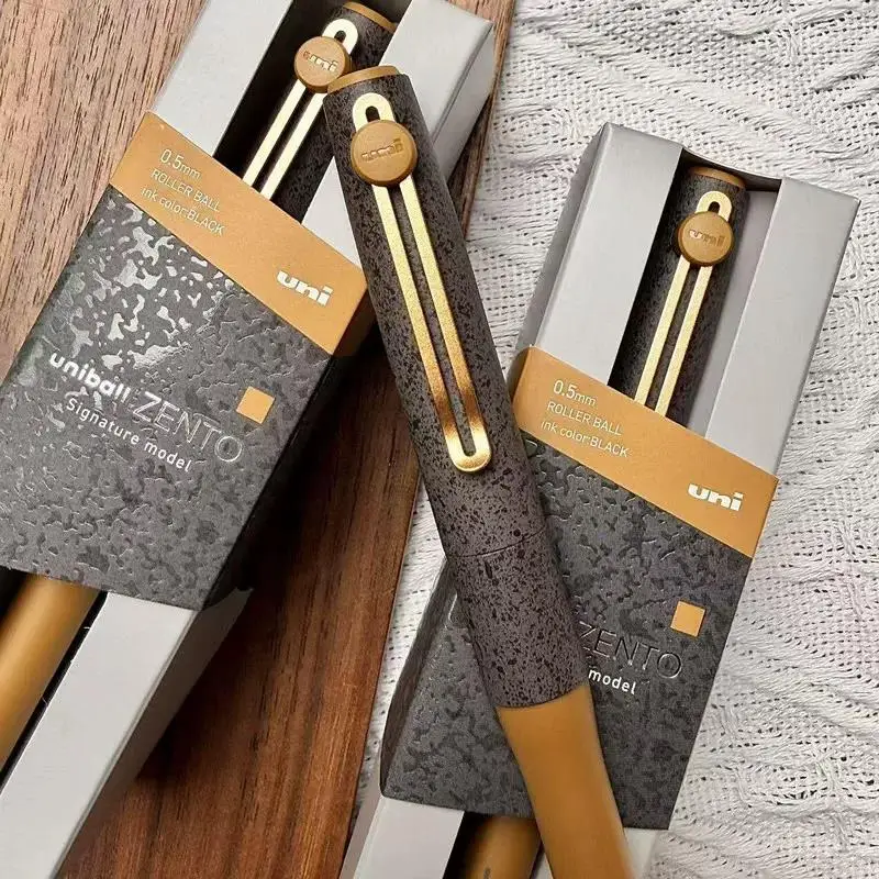 uni-ball ZENTO Signature Magnetic Cap Gel Pen,Brass Limited Edition 0.5mm Black Ink Luxury Writing Instrument for Business&Gifts