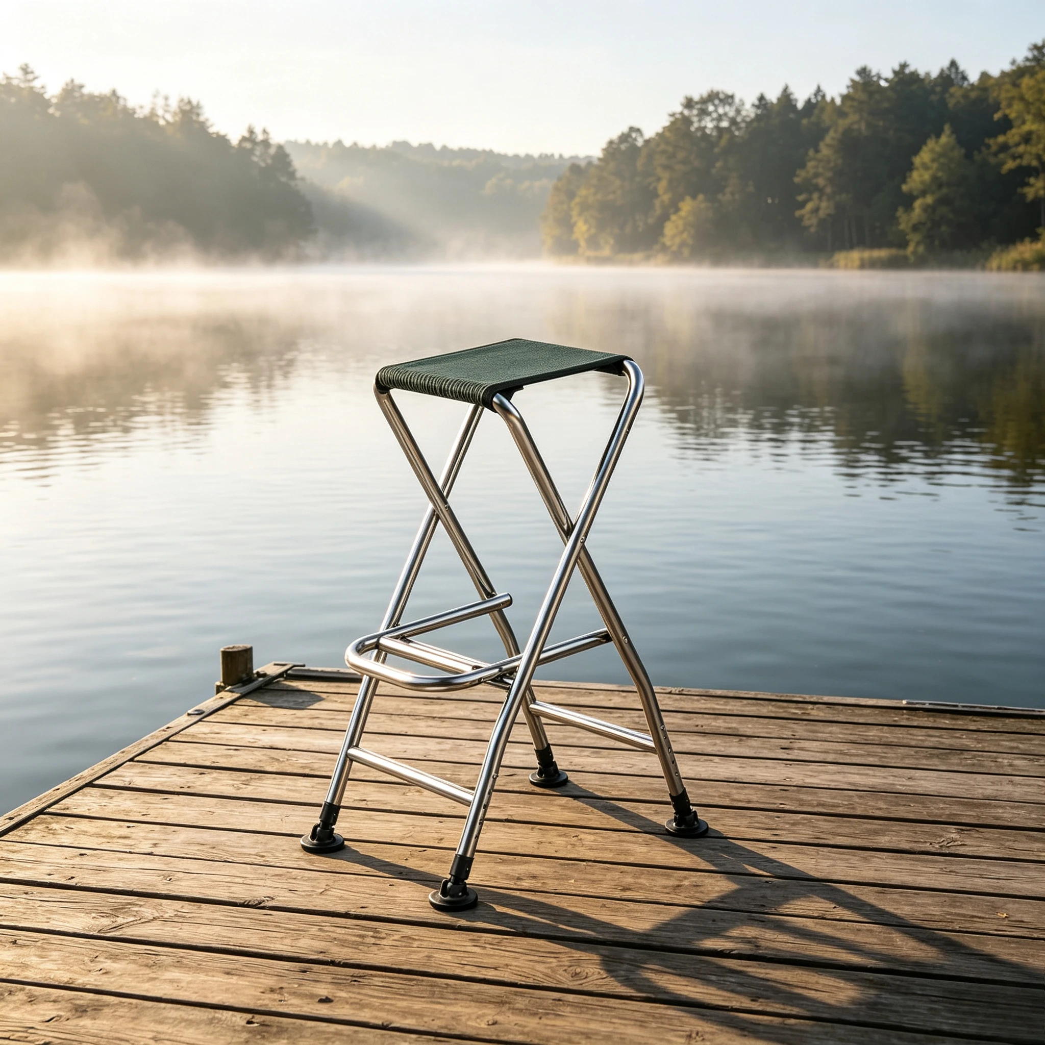 Portable Stainless‑Steel Folding Bridge Fishing Chair, Adjustable Lifting High Raft Stool, Durable Seat for Bridge and Raft