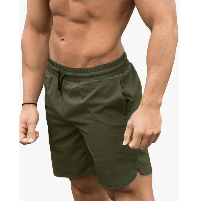 Plain Summer Fitness Bodybuilding Casual Shorts Gyms Workout Breathable Quick Dry Sportswear Men Running Sport Beach Short Pants