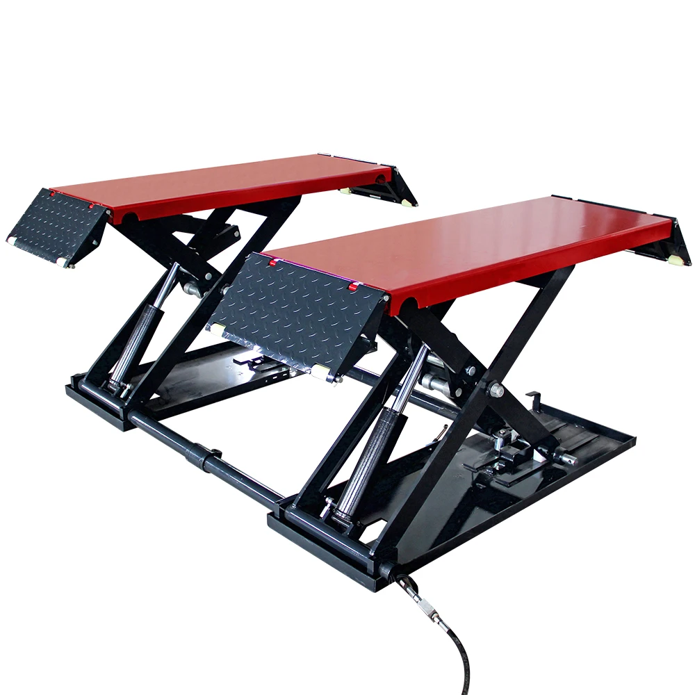 3.5T Double Cylinder Hydraulic Scissor Car Lift 1200mm Max Height Electric Steel Repair Equipment with Unlock Auxiliary Arm