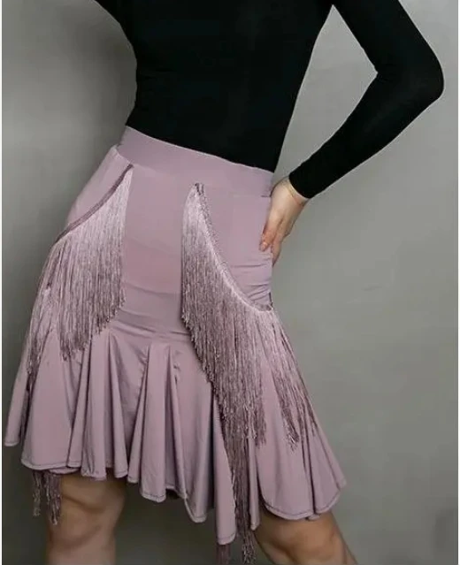 Prática de dança latina saia de dança feminina treinamento nova meia saia profissional adulto menina traje tango roupas gala cha