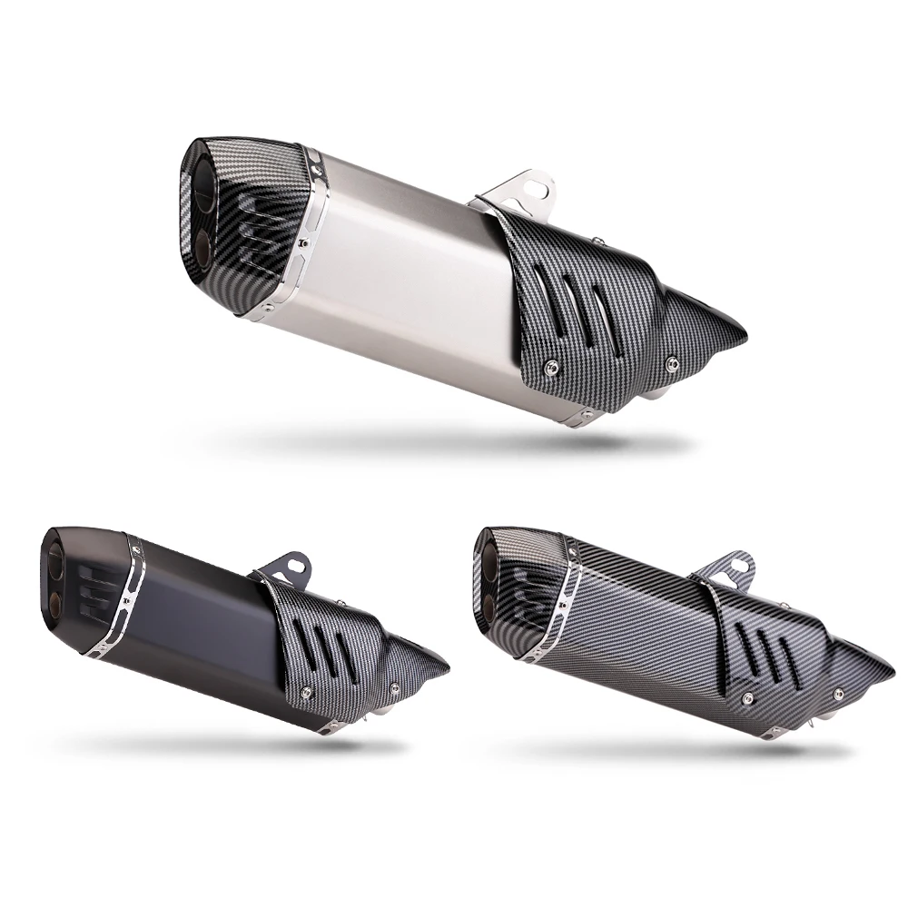 Universal 51mm Interface Motorcycle Exhaust dual outlet Muffler For R3 RC390 450SR  GSX8S CB400SF NVX155 PCX150 T700 390ADV