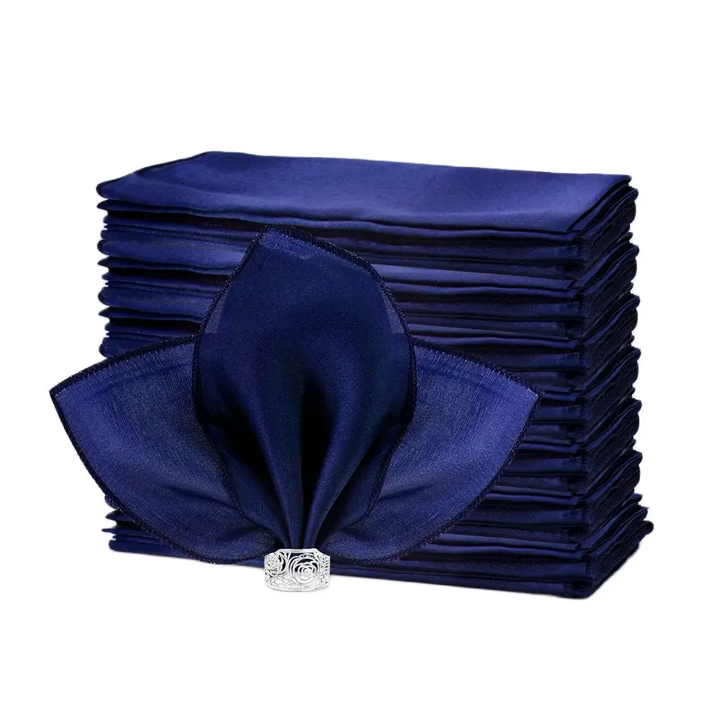 

50pcs/lot Napkins Satin Cocktail Hemstitched Fabric Soft Dinner Napkins for Wedding Banquet Party Kitchen Table Napkin 43x43cm