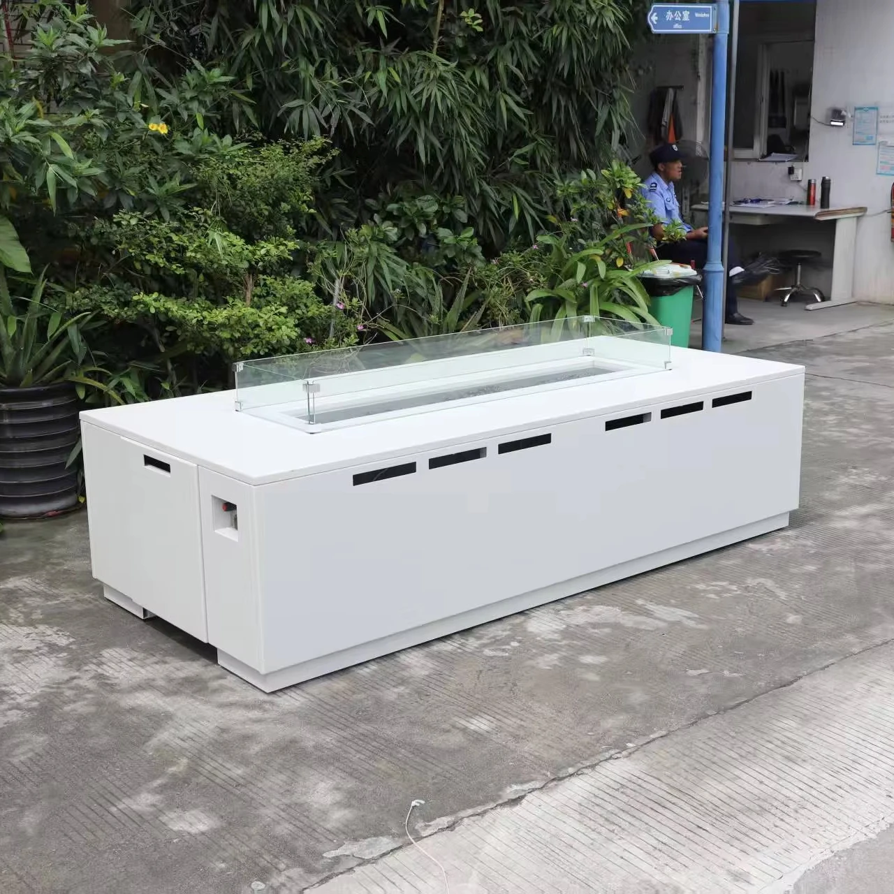 

Rectangle Tabletop Fire Pit - Safer Burning Stainless Steel Fireplace with Fireglass Smokeless Indoor/Outdoor FirePit Table