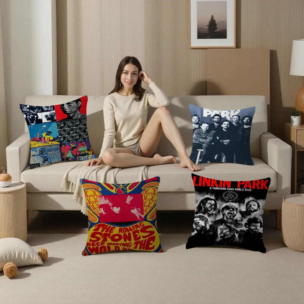 

Rock L-Linkin And-Park Pillow Covers Cartoon Sofa Decorative Home Double-sided Printing Short Plush Cute Cushion Cover