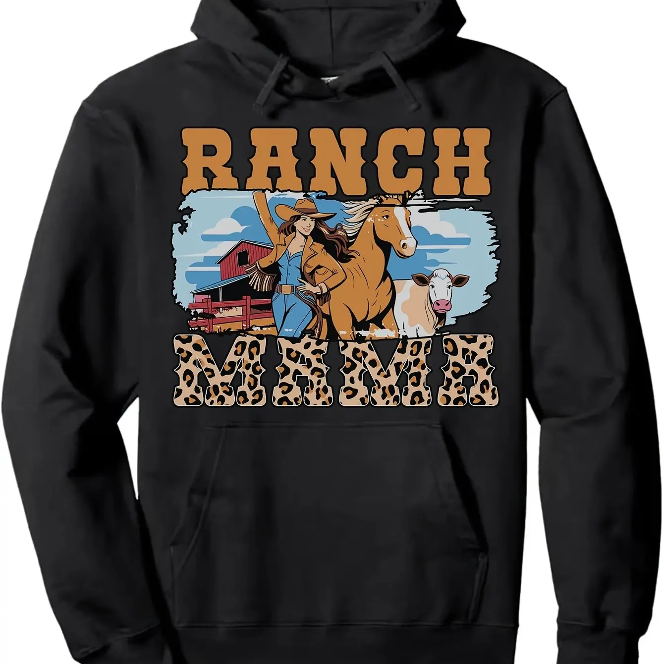 

Ranch Day Western Graphic Print Autumn and Winter Pure Cotton Hoodies for Men and Women Leisure Outdoor Street Sports Training