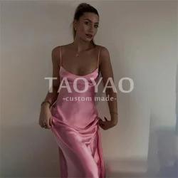 Sexy Column Evening Dresses Spaghetti Straps Simple Ankle Length Satin Wedding Dress Party Dresses Prom Dress Vestidos De Fiesta