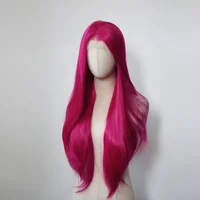 Peluca con malla frontal rosa para mujer, pelucas de encaje 13*4 largas y rectas de 26 pulgadas, pelucas de encaje sintético de alta calidad, aspecto Natural para Cosplay