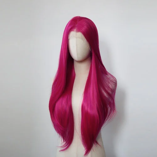 Peluca con malla frontal rosa para mujer, pelucas de encaje 13*4 largas y rectas de 26 pulgadas, pelucas de encaje sintético de alta calidad, aspecto Natural para Cosplay