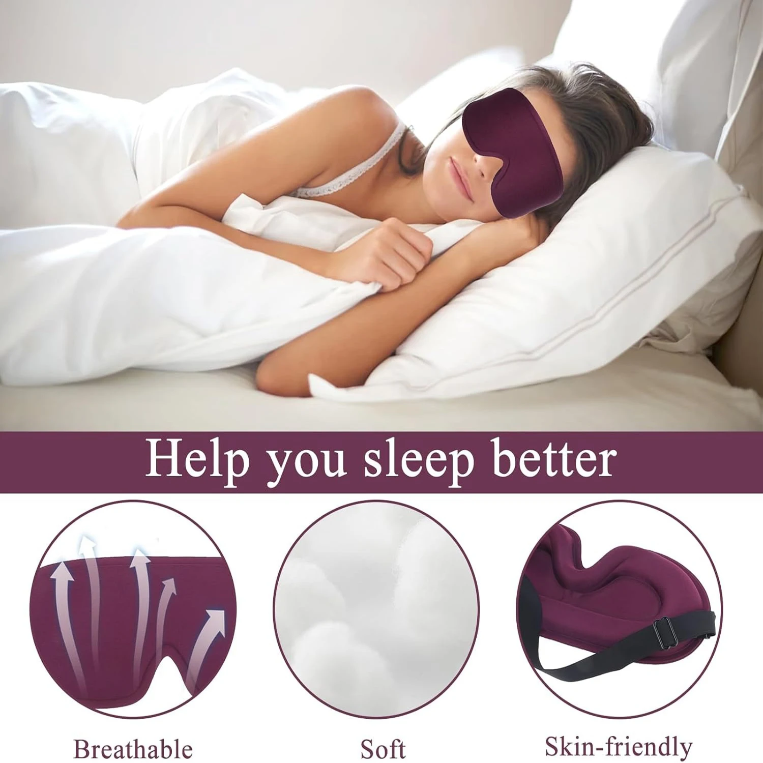 Blackout Eye Mask 3D Deep Contoured Sleep Mask Lash Extensions No Pressure Blindfold Sleeping Eye Mask Women Men Side Sleepers