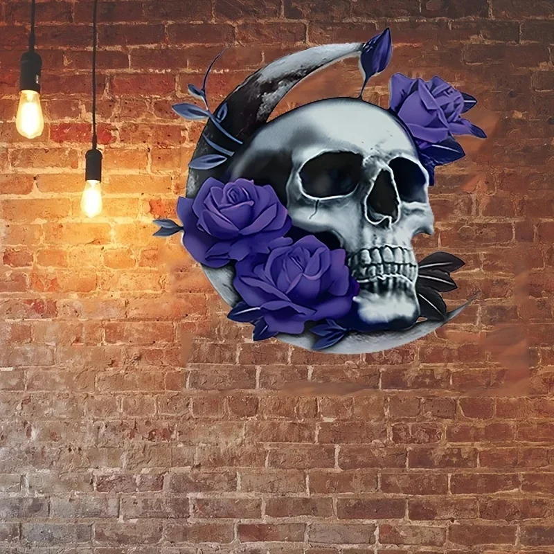 

Hello Young Purple Moon Skull Metal Home Art Decoration Wall Hanging Metal Sign Decoration Iron Wall Art Sculpture Sign Decorati