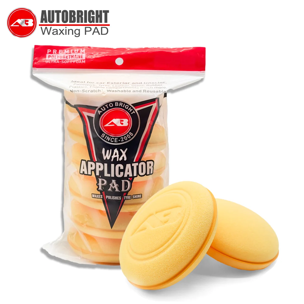 Autobight 2/6 pçs amarelo polimento cera esponja carro detalhando limpeza revestimento aplicador almofadas de proteção pintura ferramentas espuma