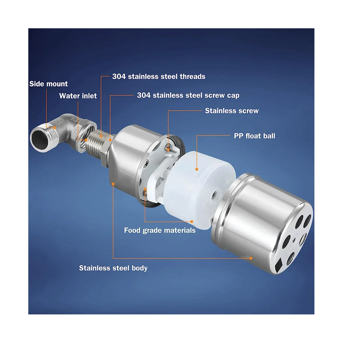 Stainless Steel Water Level Control Float Valve for Tank, 3/4 Inch Float Ball Valve, Suitable for Water Tanks, Pond C image 3