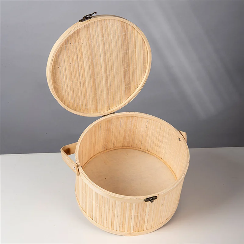 ABWP-Bamboo Woven Baskets Antique Colored Pastry Specialty Gift Basket Vintage Bamboo Woven Lunch Box Basket
