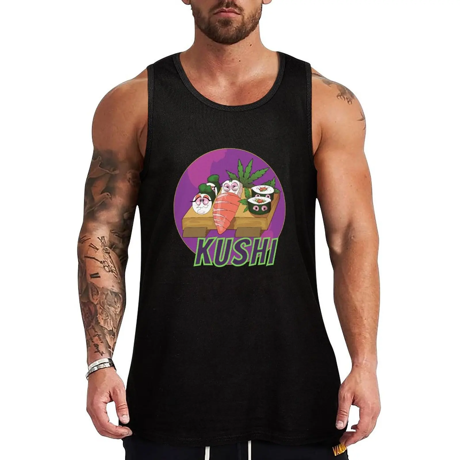 

Kushi Tank Top sleeveless gym shirt man fitness Men's summer vest sports t-shirts for men gym top