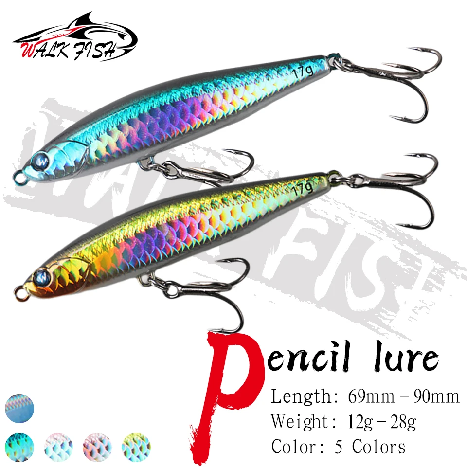WALK FISH 1 Stück 12g-28g Weitwurf-Sinking-Pencil-Hardbait, Stickbait für Salzwasser, Meerbarsch, Hecht, Angelzubehör