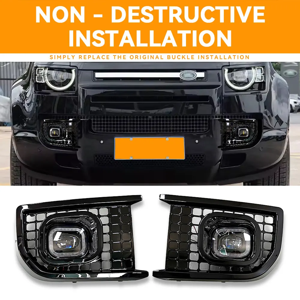 LED Fog Lights Kit Daytime Running Light Fog Lamp Cover With Harness for Land Rover Defender 110 2020-2024 Fog Lights