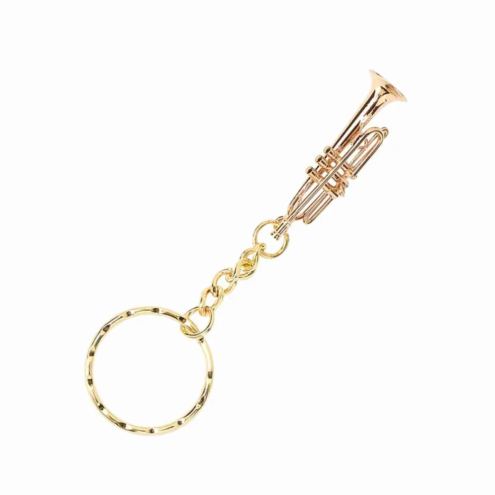 & Charms Miniature Trumpet Keychain Compact Brass Musical Instrument Keychain Realistic Key Ring Decoration Decoration