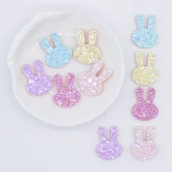 50Pcs/lot Glitter Kawaii Rabbit Applique for Handmade Crafts Ornament DIY Headwear Hair BB Clips Bow Decor Accessory Patches