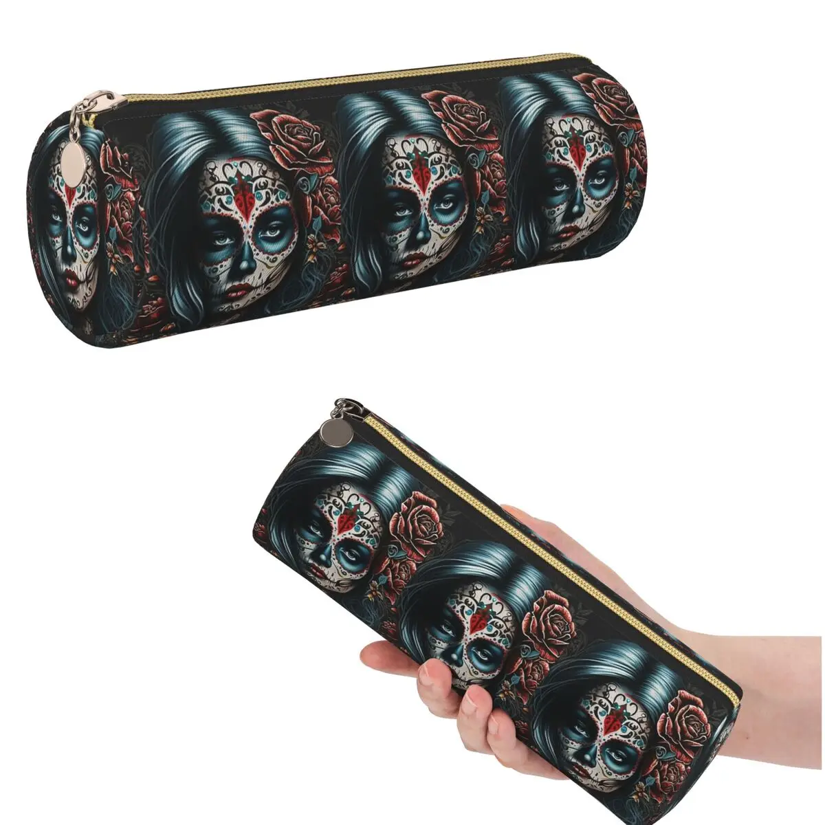 

Mexico Skull Woman Vintage Style Pencil Case for Studen Gifts Cylinder Pen Box Pencil Bag Pen Holder