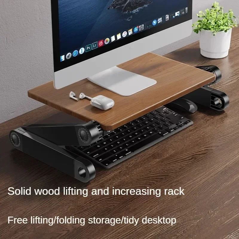 Monitor Stand Solid Wood Lift Display Adjustable Height Angle Folding Storage Notebook Elevated Office Home Gift Monitor Stand