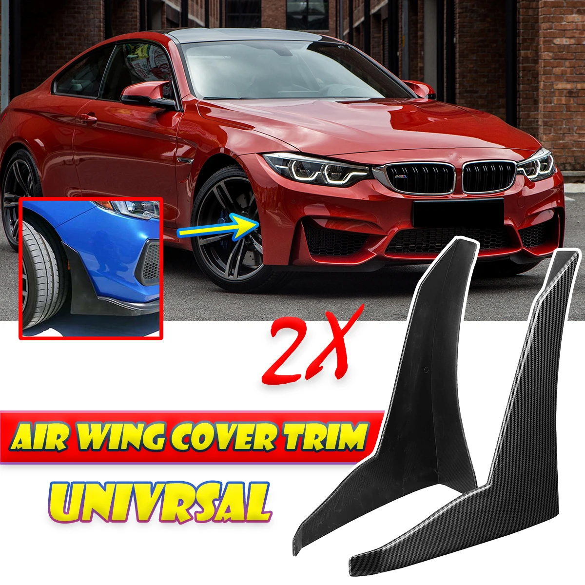 

2PCS Universal Car Side Over Fender Vent Air Wing Cover Trim Bumper Splitter Winglet Lip For Subaru WRX STI For HONDA For TOYOTA