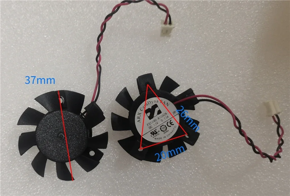 

Original 2pcs 4010 hole isosceles 26 20mm large 2 pin FS1240-A1042A graphics fan