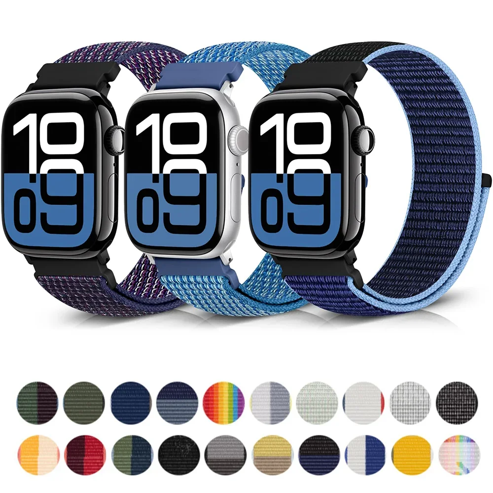 

Нейлоновые ремешки-петли для Apple Watch Band Series 10 42 мм 46 мм 45 мм 44 мм Correa 40 мм 49 мм 38/41 мм Браслет iWatch 6 Se 7 8 9 ultra 2